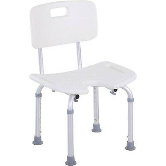 HOMCOM HOMCOM 8-Level Height Adjustable Bath Stool Spa Shower Chair Aluminum With Non-Slip Feet, Handle For The Pregnant, Old, Injured Home Bathroom Decor Su