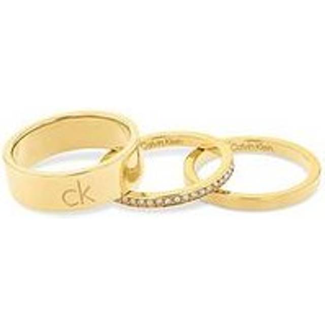 Calvin Klein Ladies' Gold Tone Ring Trio Set - Size N