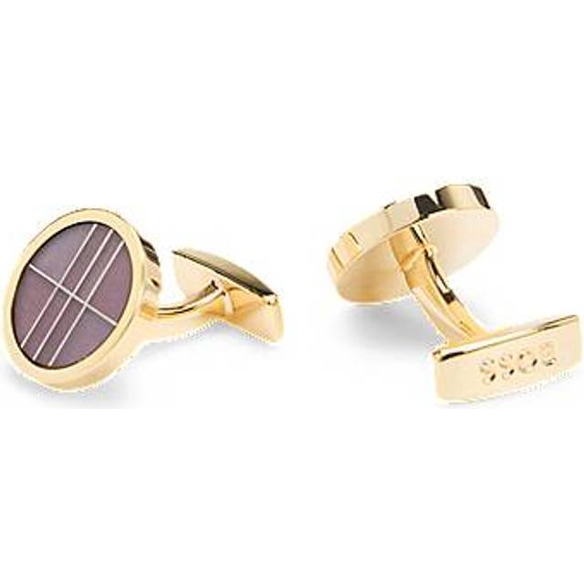 Round cufflinks with coloured fibreglass insert - Purple
