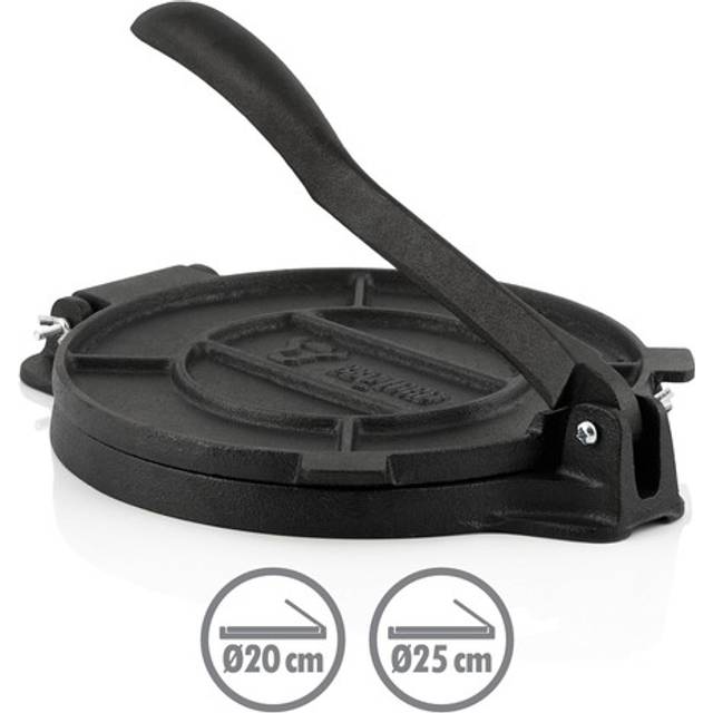 BBQ-Toro gjutjärn tortillapress | för hemmagjorda tortillas | tortilla maskinpress, taco-press, roti-Maker chapati-Maker, degpresspanna, quesadilla-Maker (Ø 20 cm)