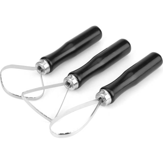 3 Pcsset Wood Pottery Clay Sculpture Big Loop Tool with Steel Flat Wire