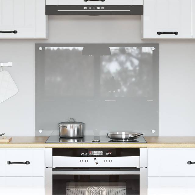 vidaXL Kök Backsplash Ljusgrå 80x60x0,6 cm Härdat Glas