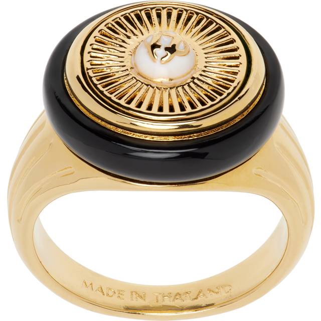 Casablanca Gold Spoke Wheel Ring - GOLD & GREEN - L