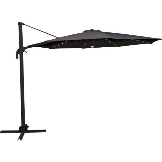 Roma Roma Parasol 360-Rotation LED Mørkegrå 3m