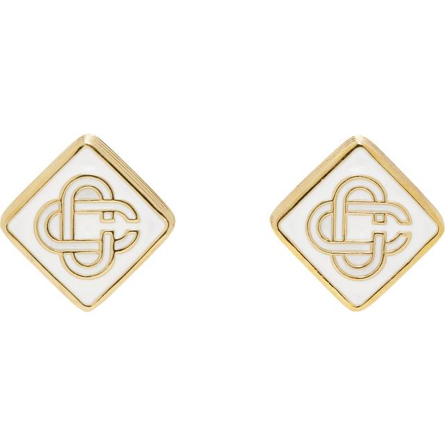 Casablanca Gold Monogram Logo Stud Earrings - Pink / Gold - UNI