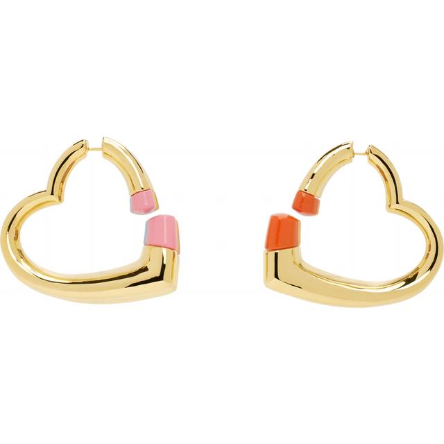 Casablanca Gold Heart Hoop Earrings - Gold / Multi - UNI