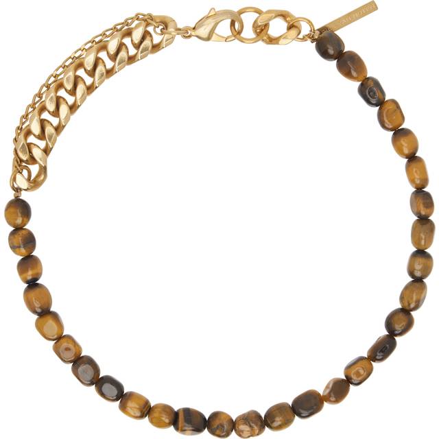 Dries Van Noten Gold & Brown Stone Chain Necklace - 971 TIGER EYE - UNI