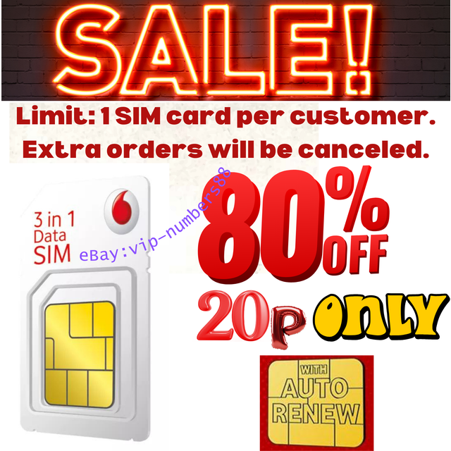 Vodafone pay as you go sim card - new, sealed uk payg simcard