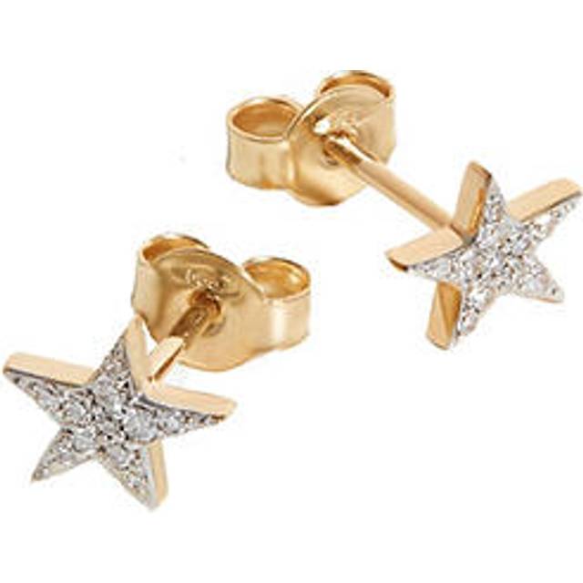 Fine Diamond Small Star Stud Earrings | 14ct Solid Gold/Diamond