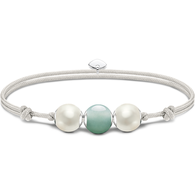 Thomas Sabo Bracelet Karma Secret with green aventurine Bead and white freshwater pearls multicoloured A2119-010-7-L22V - beige/green/silver-coloured/white - 22 cm