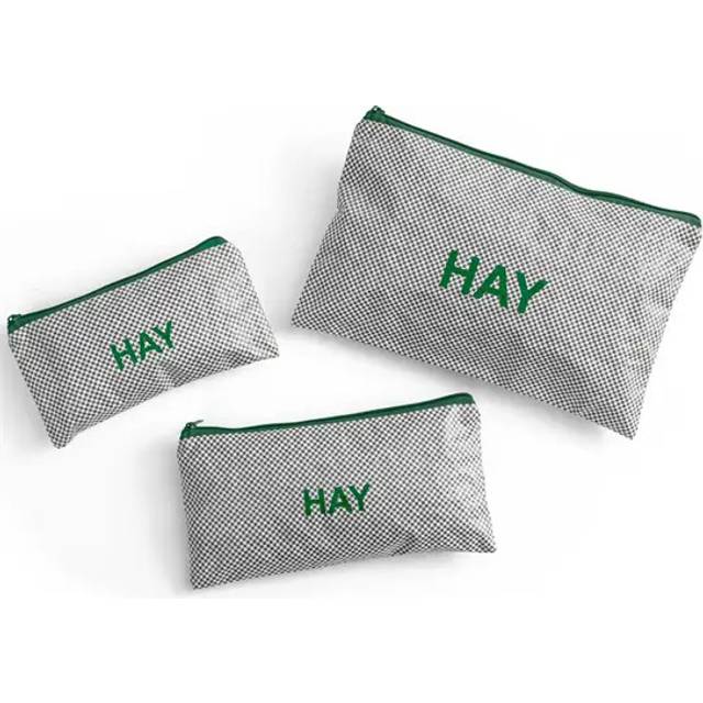 HAY - Candy Mono Wash Bag - Necessär - Flat Set Grey - Set of 3 - H18 X W30 X L3