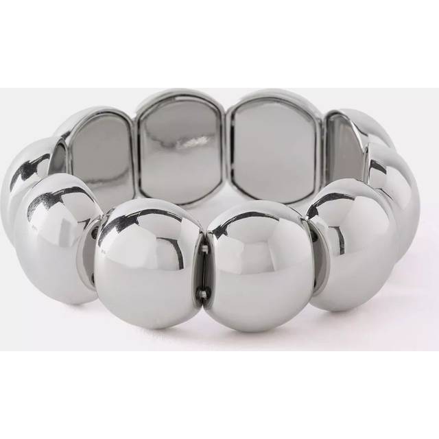 Mint Velvet Polished Pebble Stretch Bracelet, Silver Tone