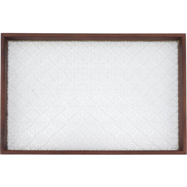 Rectangle Tea Serving Tray Walnut Glass Robust Wooden Glass Tea Tray for Cake Bread Breakfast Snack Small