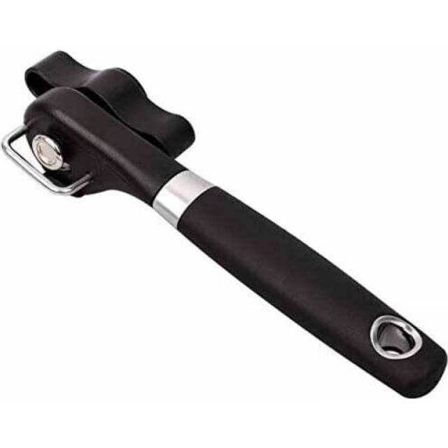 1PC Safety Manual Can Opener, Black, Stainless Steel Can Opener, Ergonomic and Non-Slip Design, Smooth Edges, No Sharp Edges When Cutting