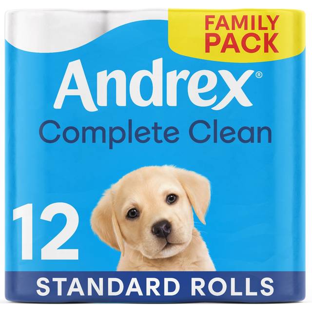 Andrex Complete Clean Toilet Tissue 12 Standard Rolls