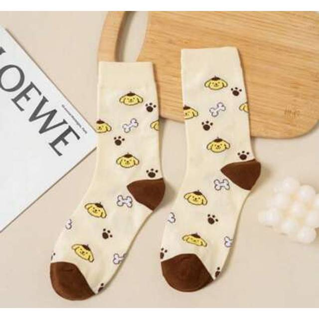 Sanrio Sanrio Hello Kitty Embroidery Pom Pom Purin 1 Pair Of Women&#39;s/Couple Mid Length Socks, Personalized, Fun, Rich And Colorful, Creative Anime Cartoon De