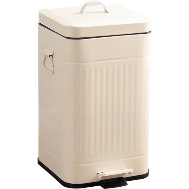 Retro Trash Bin Light Luxury Thickening Square Step On Trash Can with Lid for Home Kitchen Bathroom