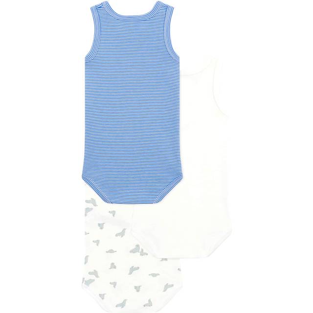 Petit Bateau Bodies u/ä - 3-pack - Vit/Blå - Petit Bateau - 18 mån - Body U/Ä