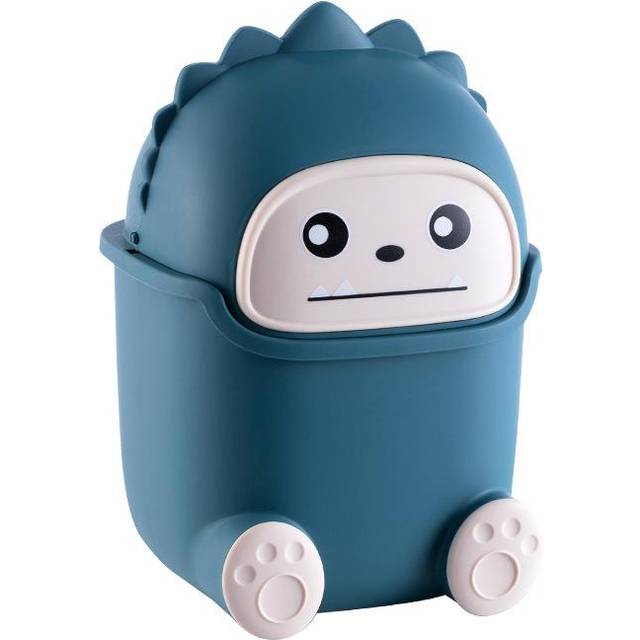 Desktop Trash Can Plastic Mini Lovely Living Room Dining Table Wastebasket with Lid for Home Dark