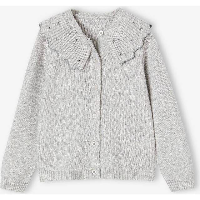 Occasion Wear Cardigan with Rhinestone Collar, for Girls marl grey