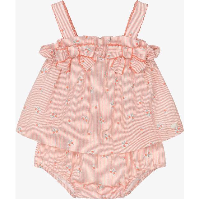 Tartine Et Chocolat Baby Girls Red Striped Shorts Set - 3 month
