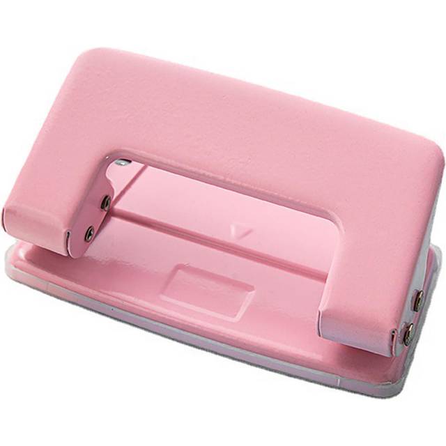 Double Hole Punch 6mm Hole Spacing 2 Hole Paper Puncher Desktop Paper Punching Tool for 1mm Thick pink