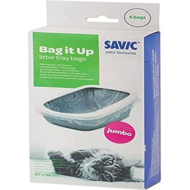 Bag it up cat litter tray liner 6 bags, jumbo, white, (packaging may vary)