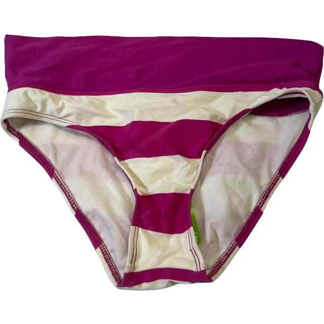 N for next striped banded retro pant bikini bottom, pink & white, small