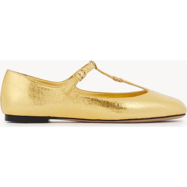 CHLOÉ Marcie ballerina Gold Size 4 100% Sheepskin