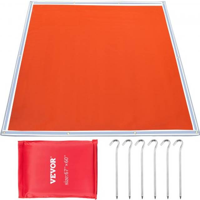 VEVOR Schweißerschutzdecke 1,7x1,5m Schweißdecke bis 550°C Spritzerschutzdecke Rost Eisenrot Feuerlöschdecke Glasfaser mit Silikagel beschichtet Hitzeschuzdecke Schutz für Schleif-und Schweißarbeiten