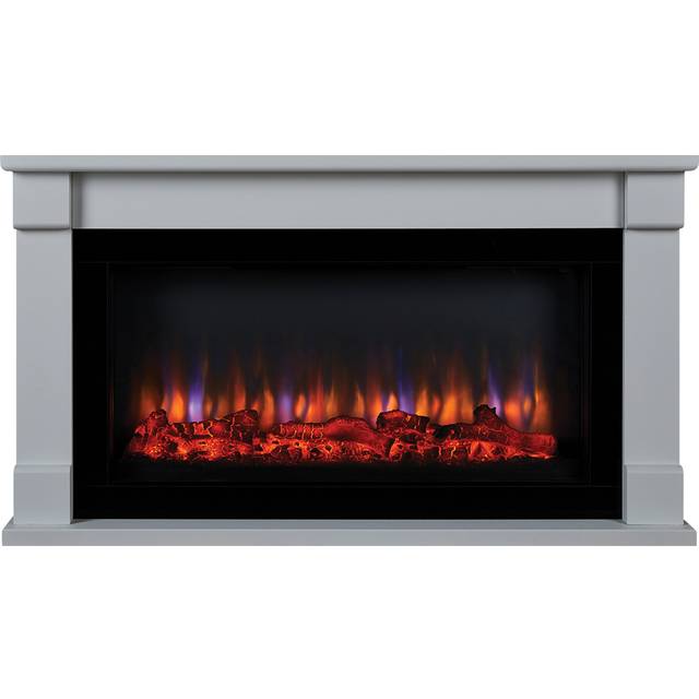 Suncrest Bradbury White and High Gloss Black Textured Electric Suite - 67.5 x 121.5 x 33cm