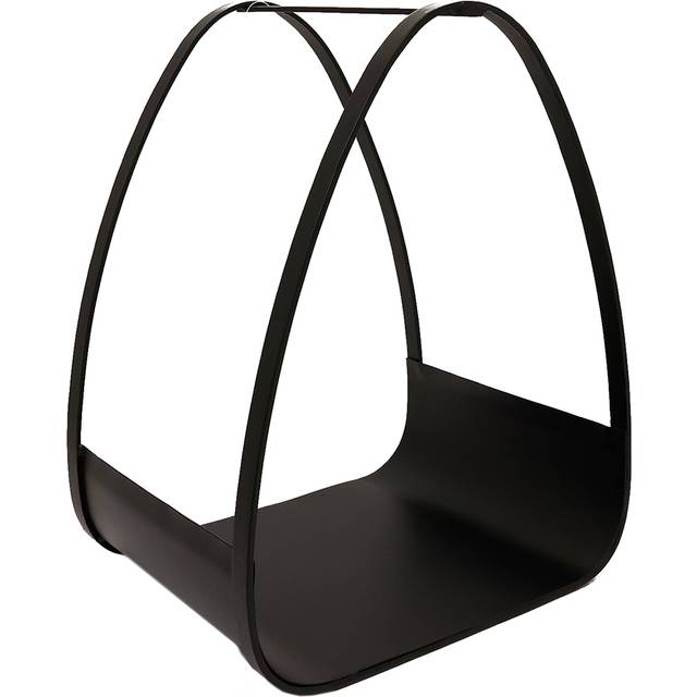 CHARLES BENTLEY Log Holder, Snug, Larch Log Holder, Iron, Solid Flat Base, Contemporary Design, Black Matte Finish, 6KG Log Capacity, Modern, Log