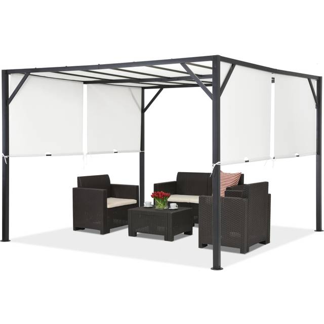 Pergola i metall Santorini 3 x 3 m antracit-vit Garden Point