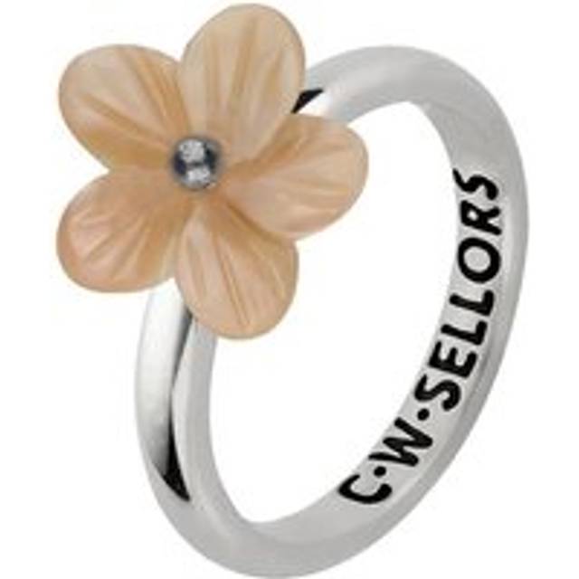 Sterling Silver Pink Mother of Pearl Tuberose 12mm Pansy Ring - Option1 Value Silver