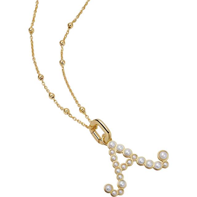 Daisy London Pearl Initial Pendant Necklace, Gold