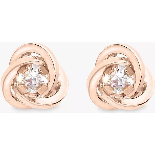 IBB 9ct Gold Knot Stud Earrings, Rose Gold