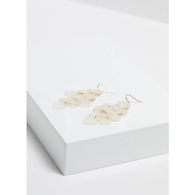 MOOD Mood Gold White Layered Shell Chandelier Drop Earrings