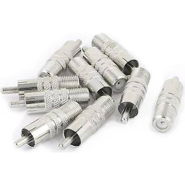 10 Pcs F-type Female To Rca Male Rf Adapter Connector Coax Jack Silver Tone