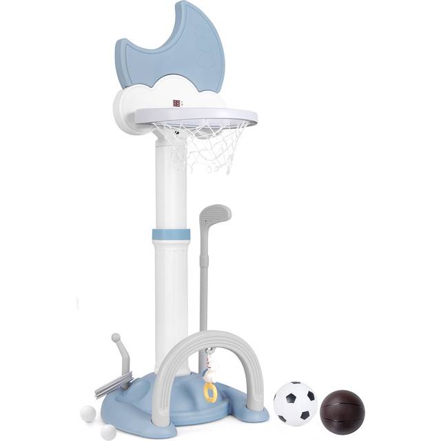 4-In-1 Kids Basketball Hoop with Adjustable Height for Kids-Blue