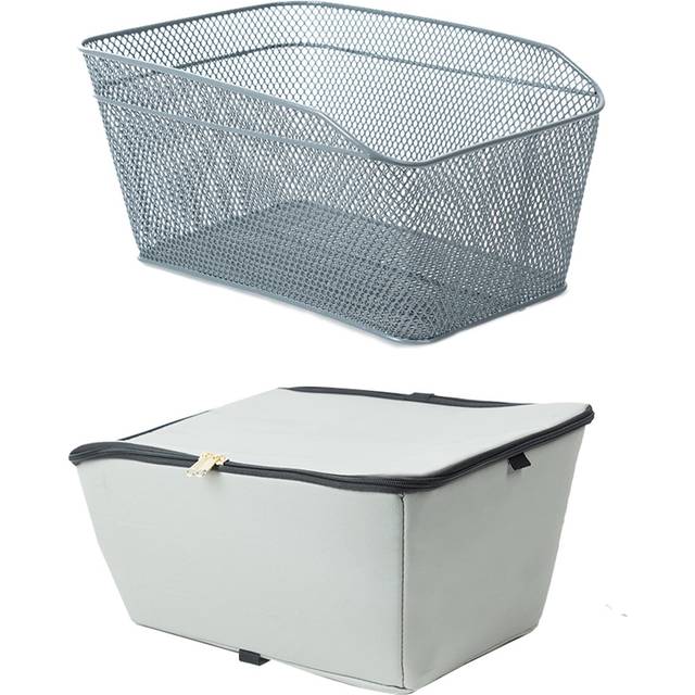 Rear Bike Basket Large Capacity Metal Wire Bicycle Basket Waterproof Rainproof Cover Bag grey