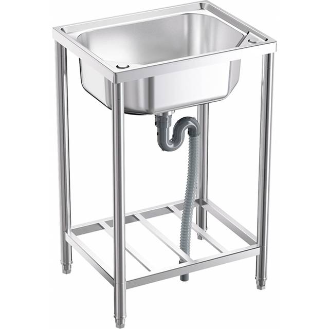 Living and Home Single Trough 201 Stainless Steel Commercial Sink 56 x 43cm - Silver - 850 x 550 x 430mm