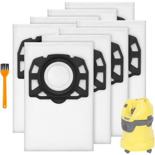 8Pcs Vacuum Cleaner Bags Compatible with Karcher WD 2 Plus, WD 3, MV 3 & More, 3-Stage Filtration, 8 Dust Bags 1 Cleaning Brush