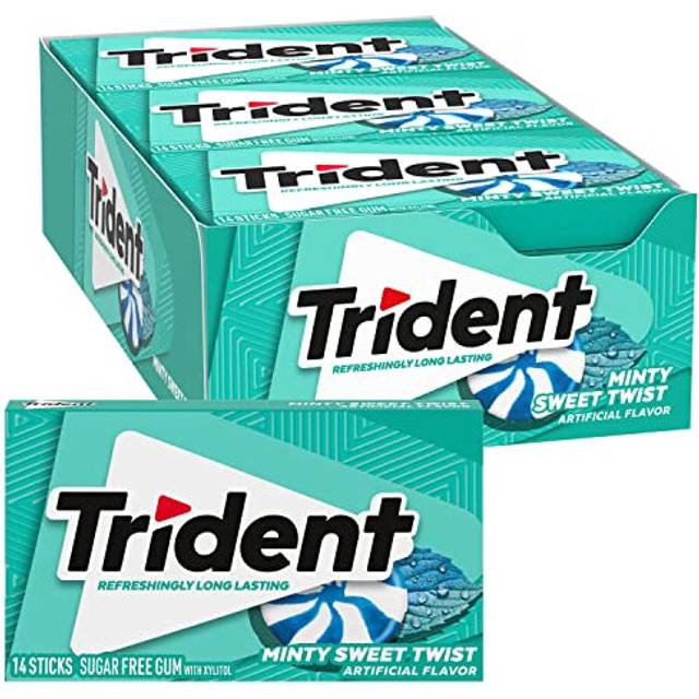 Trident Minty Sweet Twist Sugar Free Chewing Gum with Xylitol 14 Sticks 39 g