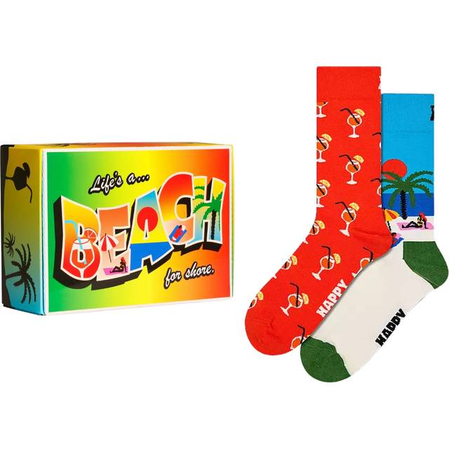 HAPPY SOCKS 2-Pack Beach Life Socks Gift Set |Grön |41-46