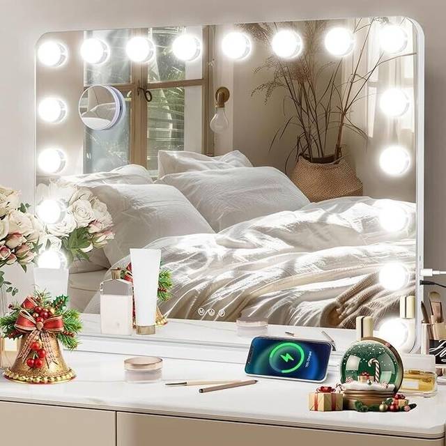 Puluomis - Hollywood Makeup Mirror, Light Vanity Mirror, Bathroom Mirror, with led Dimmable Bulbs, usb Charging Port, Touch Screen(18 Bulbs,