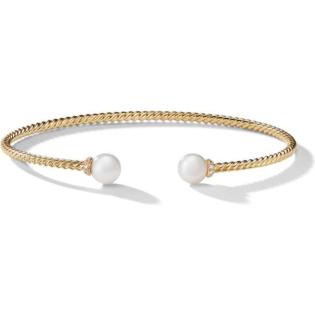 David Yurman - 18kt yellow gold Solari Cablespira diamond bracelet(2.3mm) - women - Akoya Pearl/Diamond/18kt Gold - XS