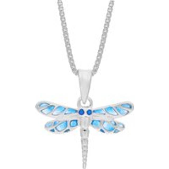 Sterling Silver Blue Enamel Dragonfly Pendant