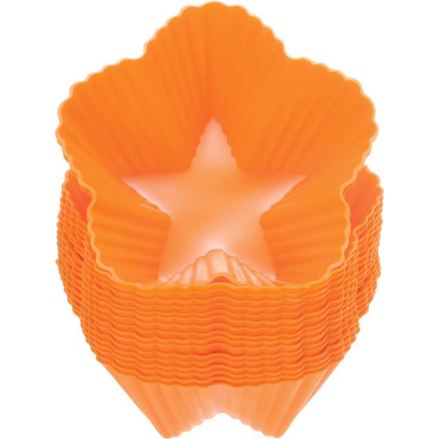 18pcs reusable muffins cups silicone cupcake liners baking cup, orange star