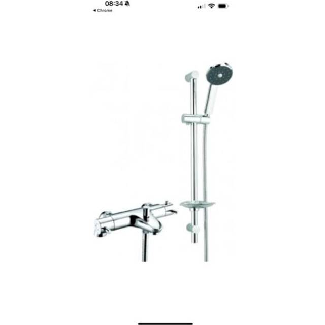 Deva thermostatic bath shower mixer tap pillar mounted - chrome
