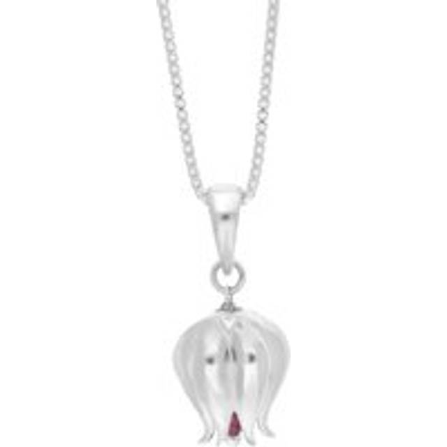 Sterling Silver and Garnet 3D Tulip With Bead Drop Pendant